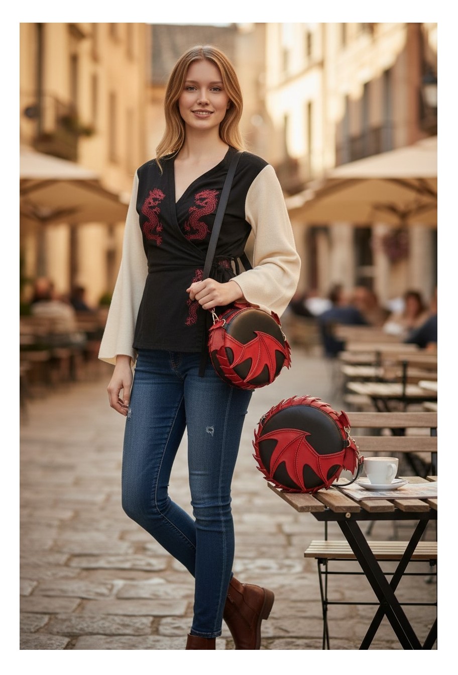 Serpent Dragon Crossbody or Over The Shoulder Bag — Exquisitely Handcrafted - 8