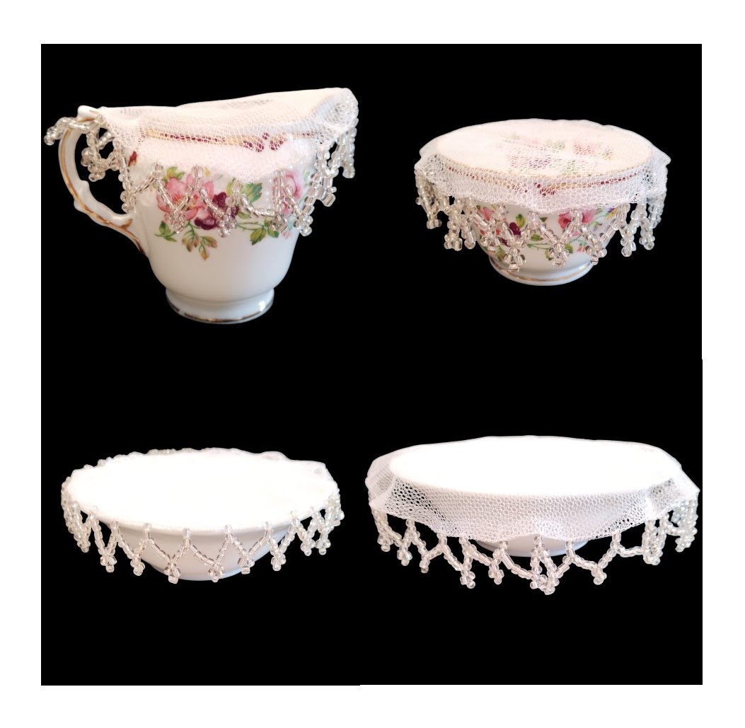 Food Net / Bowl Cover Set — 4 Sizes with Glass Bead Edge - 5