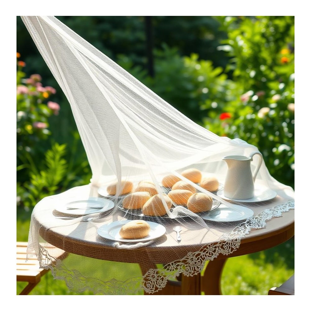 150 x 180 cm Handmade Food Net with Delicate Lace Border - Twin Pack - 5