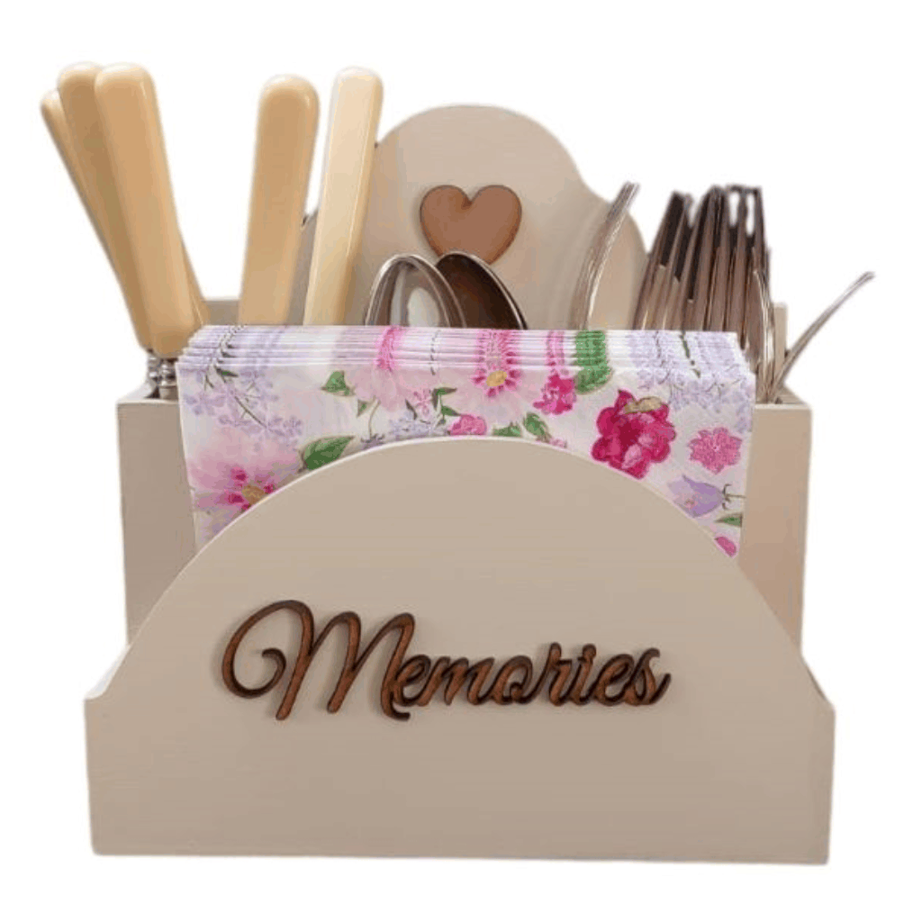 Wooden Two in One Serviette and Cutlery Holder - 5