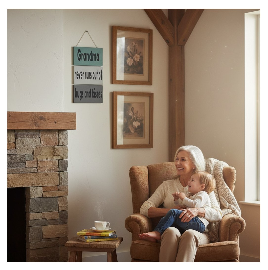 Wooden 3-Tier Wall Hanging — "Grandma Never Runs Out of Hugs and Kisses" - 4