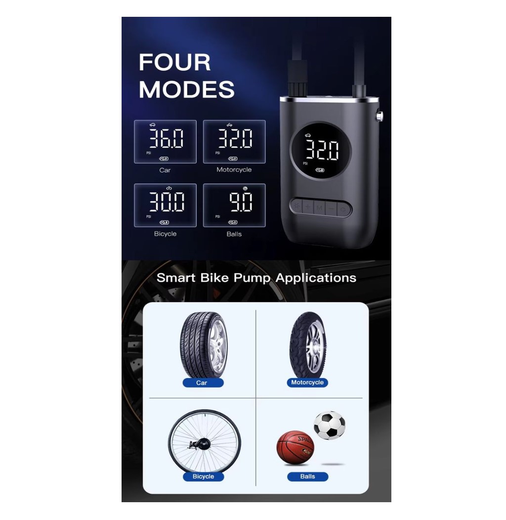 Compact Rechargeable Portable Tyre Inflator — Cordless Air Compressor - 5