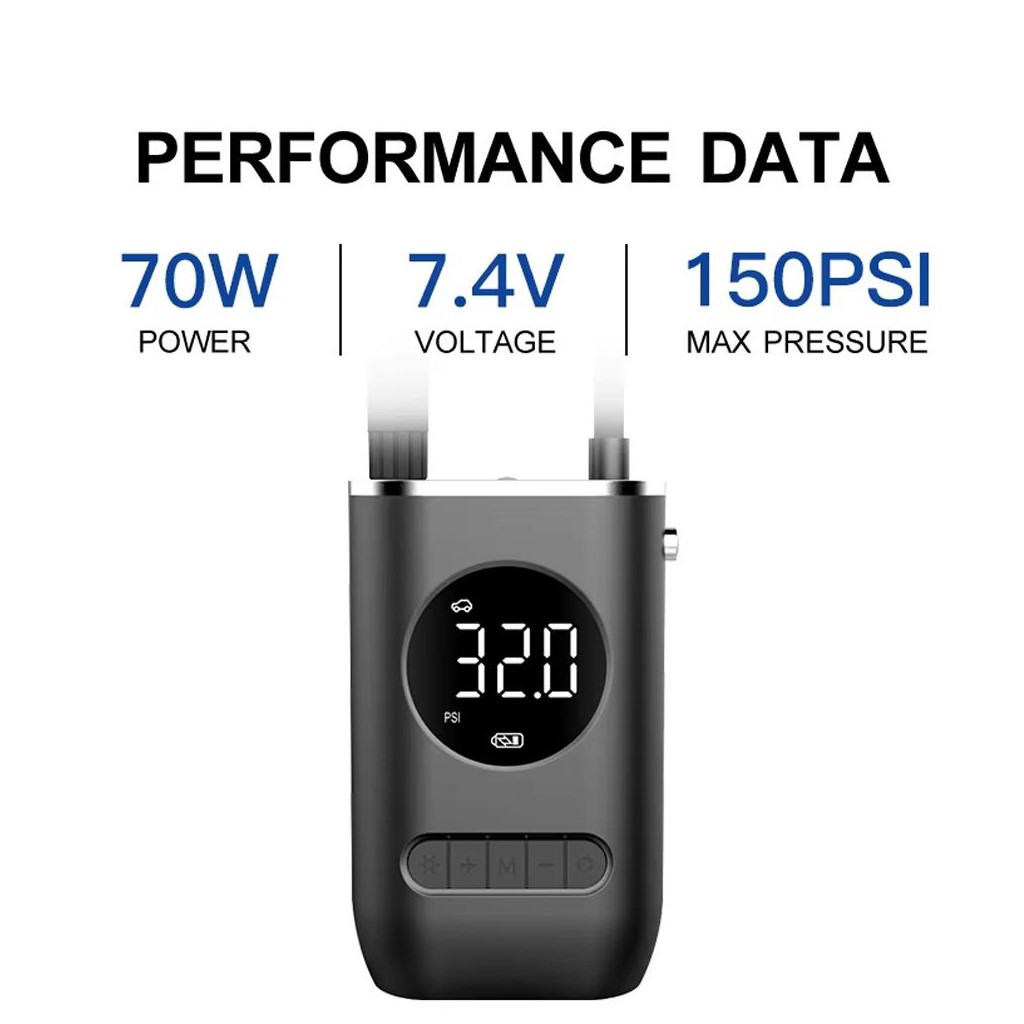 Compact Rechargeable Portable Tyre Inflator — Cordless Air Compressor - 6