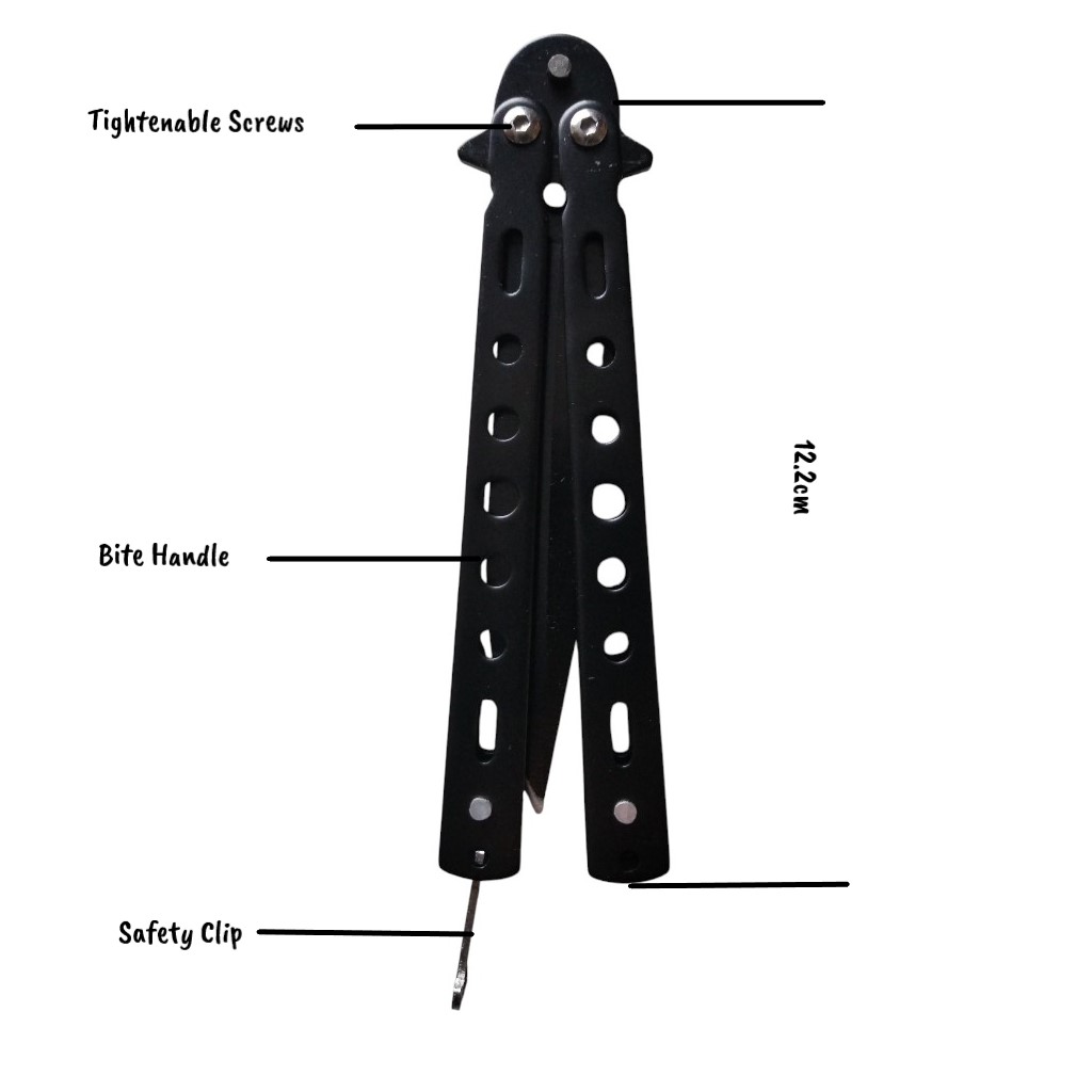 Black Metal Butterfly Trick Knife   - 3