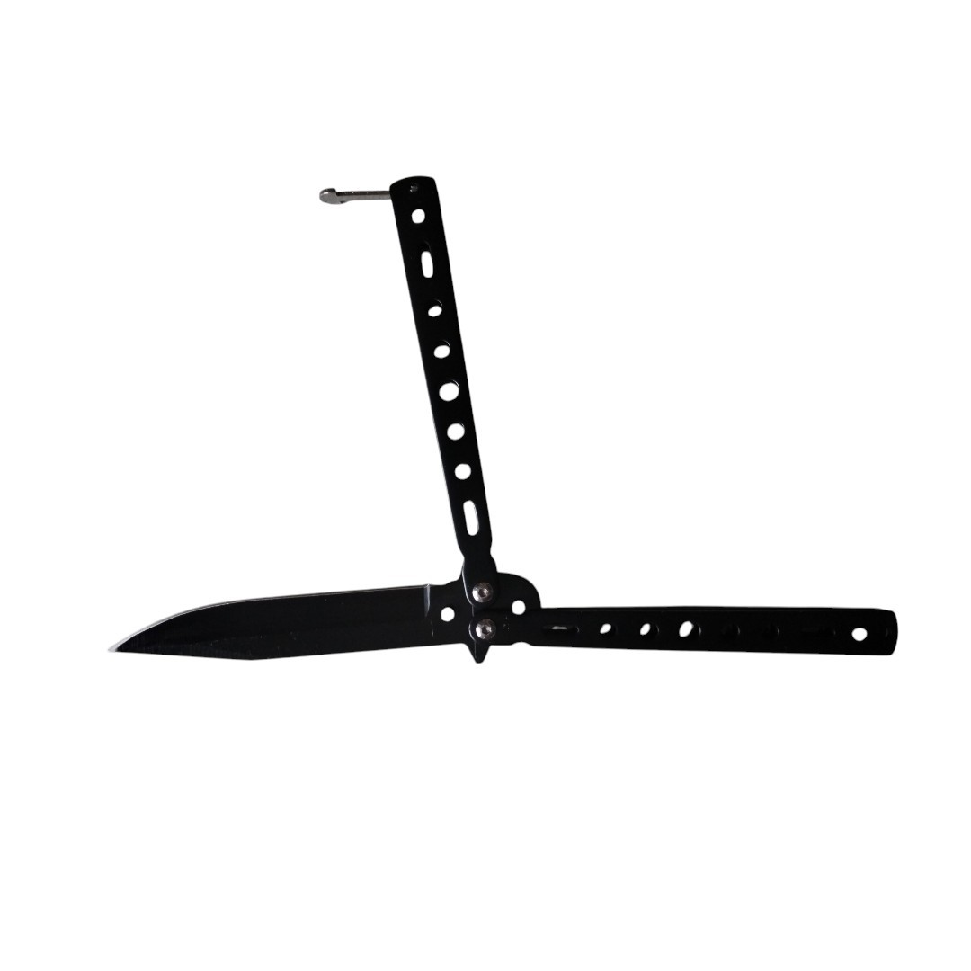 Black Metal Butterfly Trick Knife   - 4