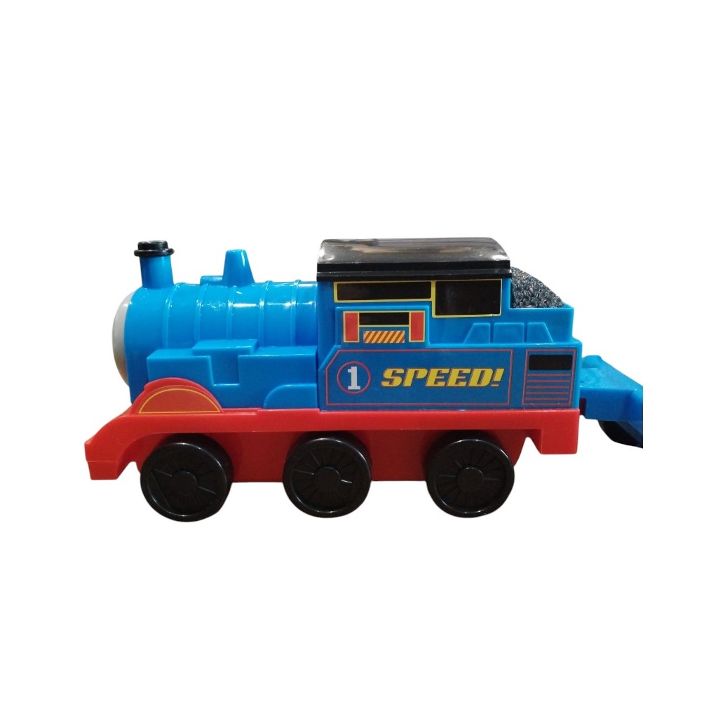 Friendly-Face Plastic Toy Train Set with Trailer and 3 Mini Trains - 3