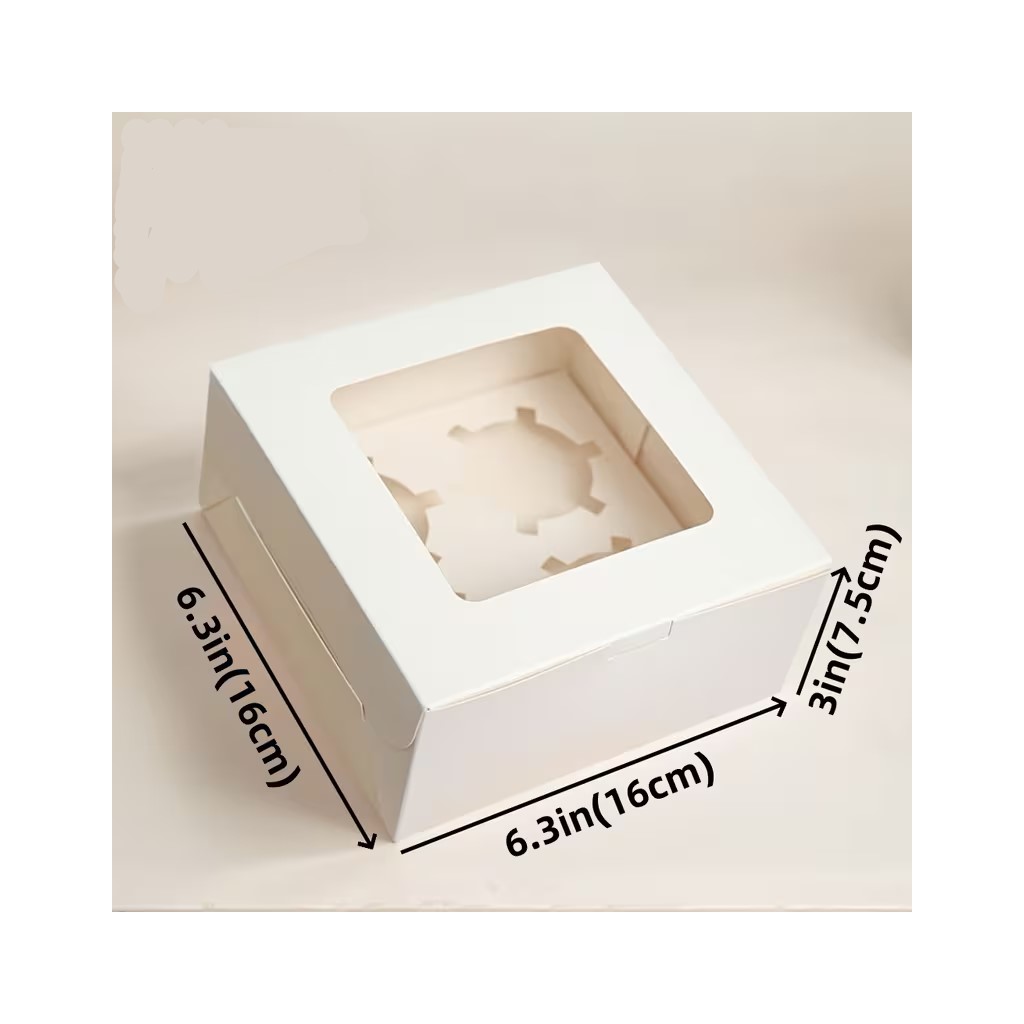 Premium 4 and 6 Cupcake Holder Boxes — Sturdy Carton with Scalloped See Through Window - 10 per Pack - 4