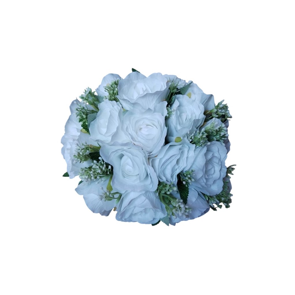 Eternal Elegance Silk Rose Bridal Bouquet — Pearls & Rhinestones - 3